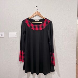A La Tzarina Dress Red and Black Plaid Autumn Winter Size Large